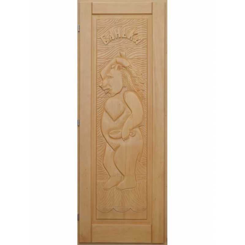 Деревянная дверь для бани DoorWood Медведь Кавказская Липа