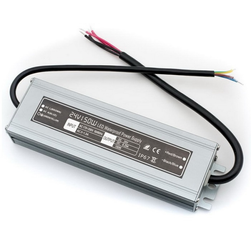 Блок питания для светодиодной ленты для саун и бань SWG MTPW-150-24 (150 W, 24 V, металл, ультратонкий, влагозащищенный, IP 67)
