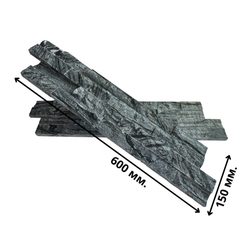 3d панели из натурального камня. Мрамор древесный серый (600х150х10-20 мм)