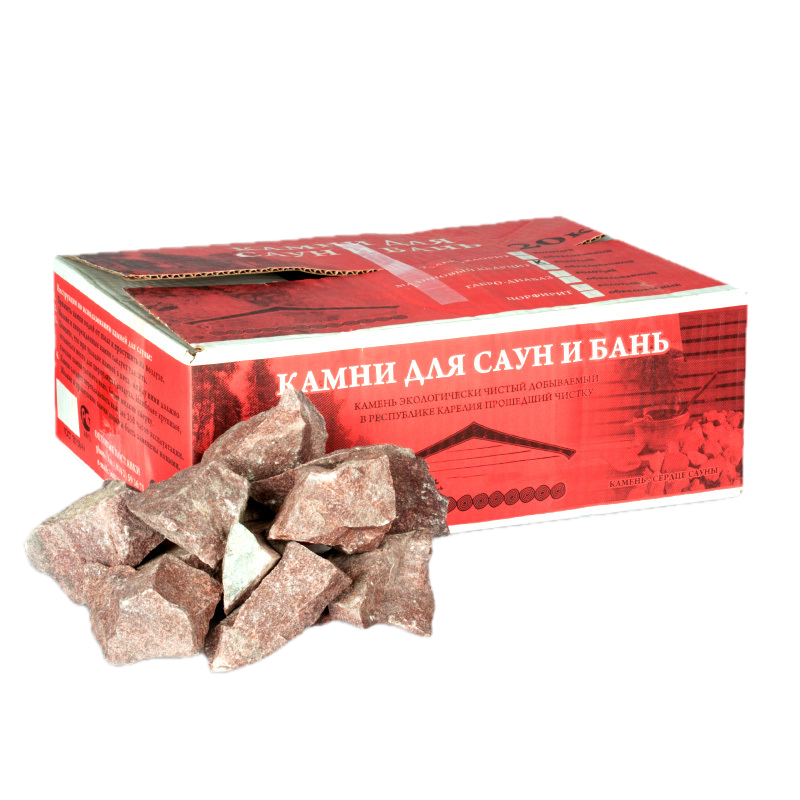 Камень для бани и сауны Малиновый кварцит колотый, 20 кг, мелкий