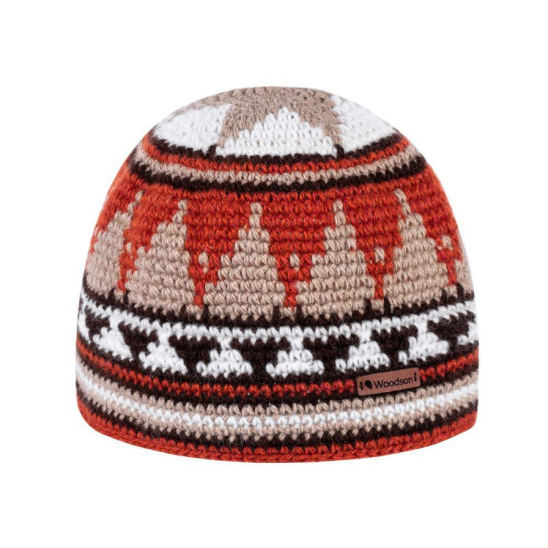 Шапка вязаная для бани Woodson Viking, орнамент, без косичек (коричневый)