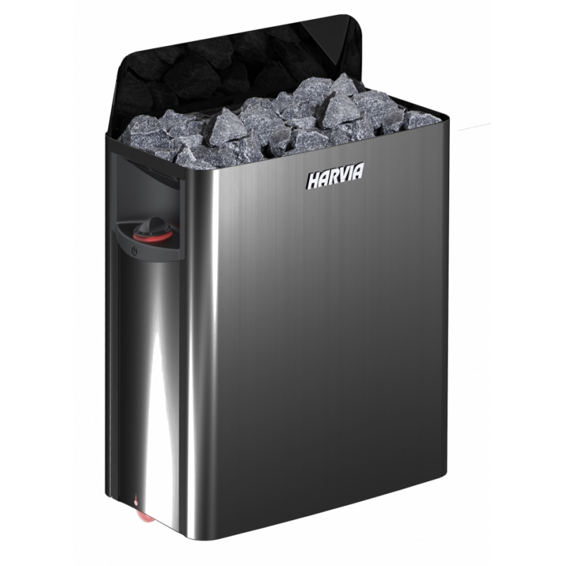 Электрическая печь для сауны Harvia The Wall SW90 Black Steel, встроенный пульт HSW900400M